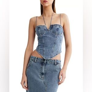 Lioness Blue Denim Corset & Skirt Set Size S